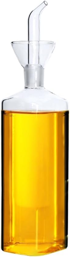 LandHope Oil Bottle Glass Olive Oil Dispenser Bottle Glass Cooking Oil Vinegar Measuring Dispenser With Spout for Kitchen and BBQ (500 ml/17 oz)