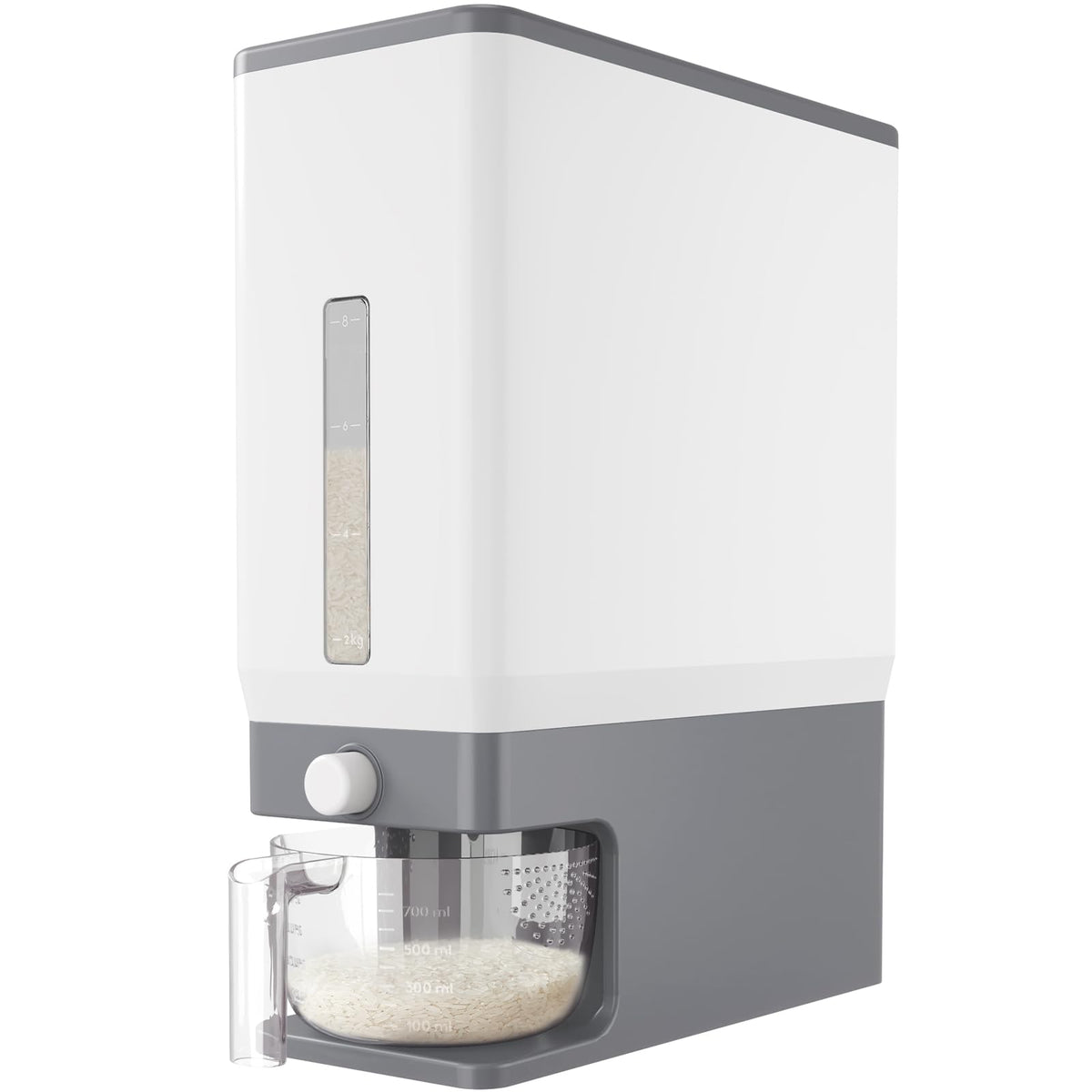 Lifewit Rice Container 29 Lbs, One-Press Dispenser with Measuring Cup 2 Pcs