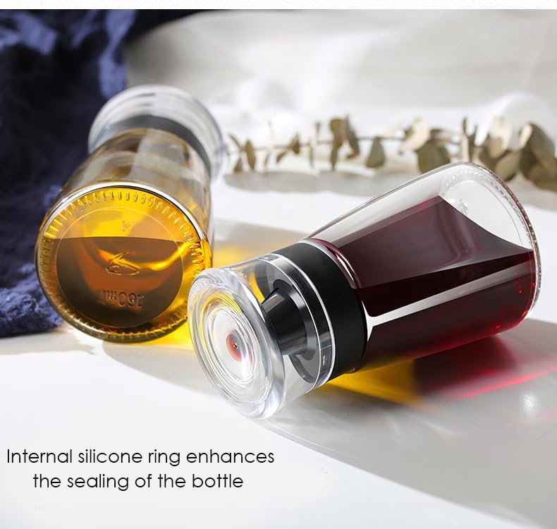 Leak-proof Oil Dispenser Bottle for Outdoor Camping, 160 ml/5.4 oz Glass Olive Oil and Vinegar Cruet, Well Sealed for Picnic Kitchen, 1 Pack