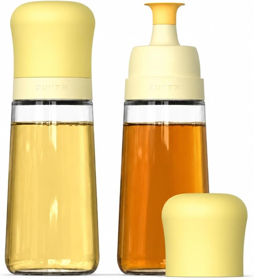 Zuutii Glass Oil Dispenser Bottles for Kitchen, No-Drip, 10.1 Fl Oz, 2 Pack