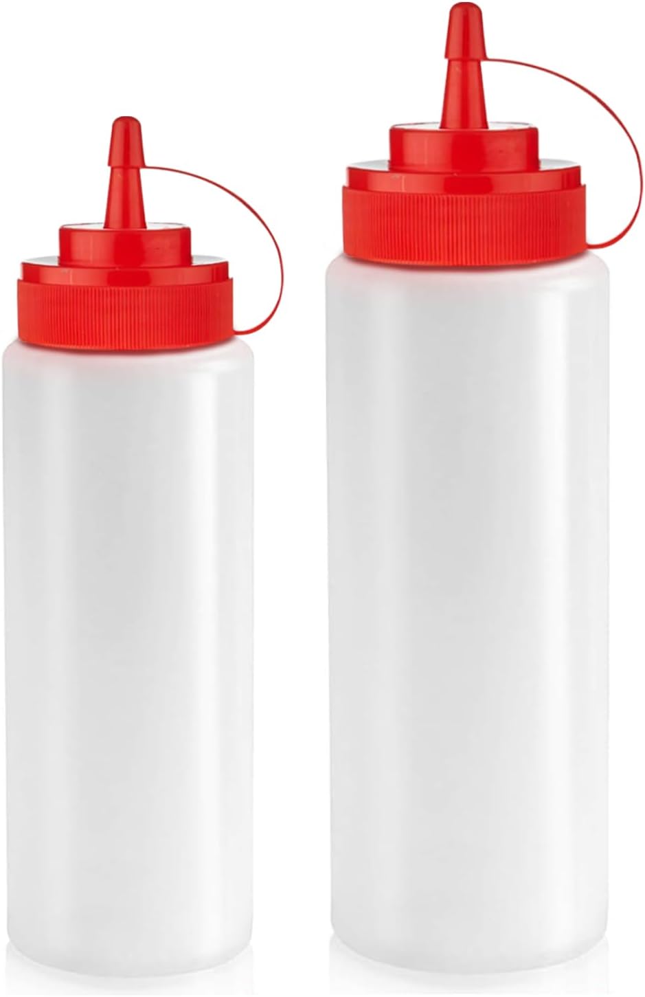 Norcalway 12 oz & 16 oz Condiment Squeeze Bottles for Sauce – Leak Proof Oil, Syrup, Dressing Squirt Bottles – Easy Pour, Refill & Clean | 2 Pack