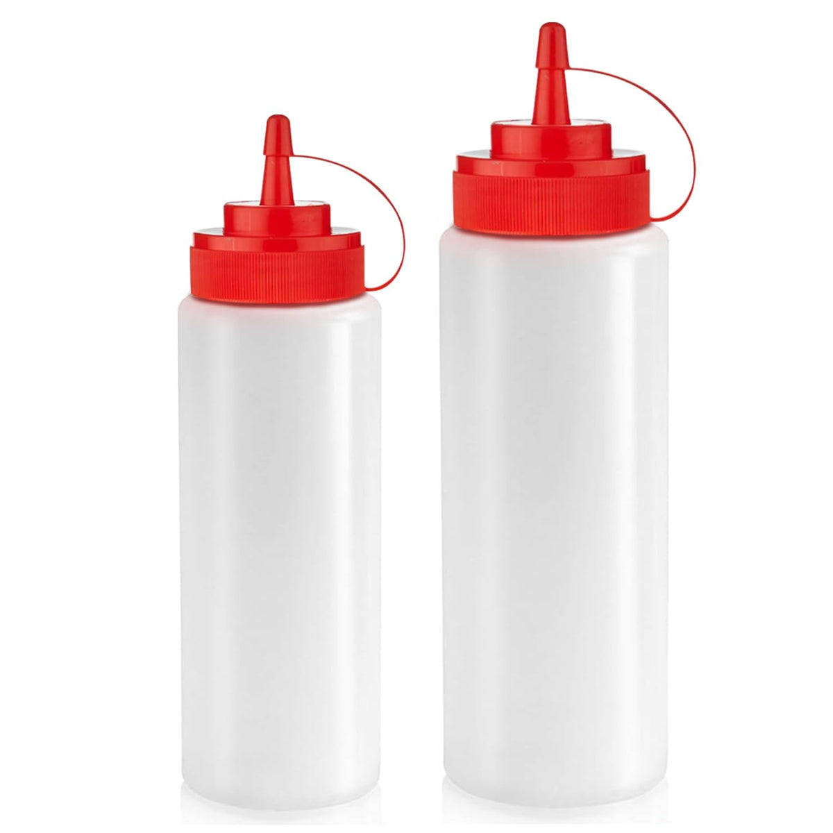 Norcalway 12 oz & 16 oz Condiment Squeeze Bottles for Sauce – Leak Proof Oil, Syrup, Dressing Squirt Bottles – Easy Pour, Refill & Clean | 2 Pack