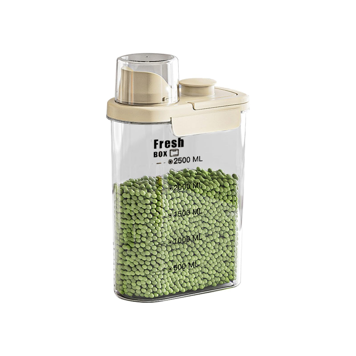 Airtight Rice Storage Container,with Pour Spout & Measuring Cup, BPA-Free - Transparent Dry Food Canister for Cereal, Flour, Pet Food, Oatmeal, Pantry Storage (Light Grass Green, 1600ml)