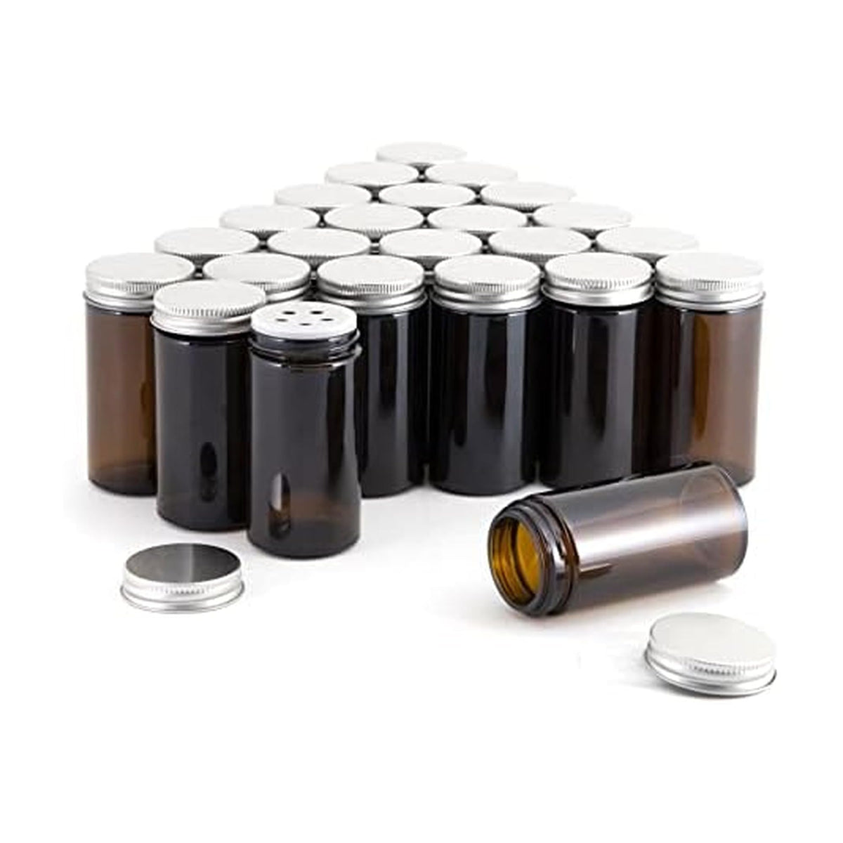 Kamenstein 12-Piece Empty Glass Spice Jar Set Stainless Steel Lids 3 oz