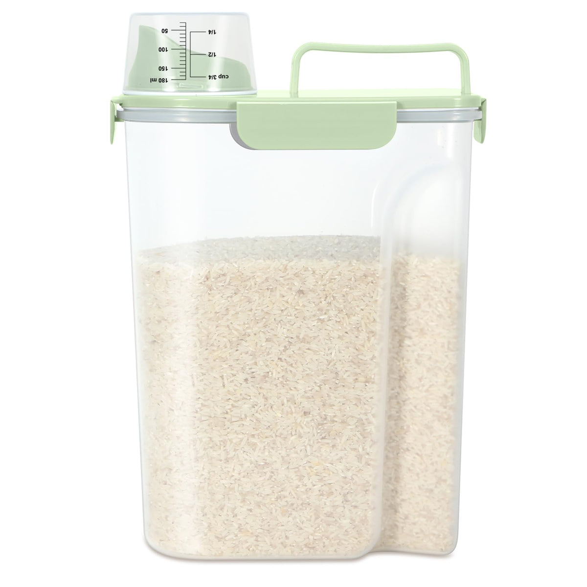 TBMax Airtight Rice Container 10 Lbs, Cereal Dispenser, Pet Cat Dog Food Storage Container, Plastic Kitchen Pantry Food Storage Holder with Cup -Dark Grey