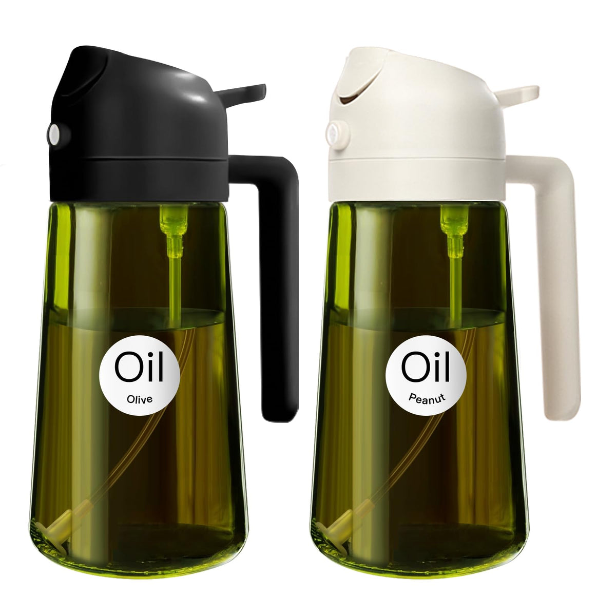 YARRAMATE 16 oz Dark Glass Olive Oil Sprayer & Dispenser, 2-in-1, Black