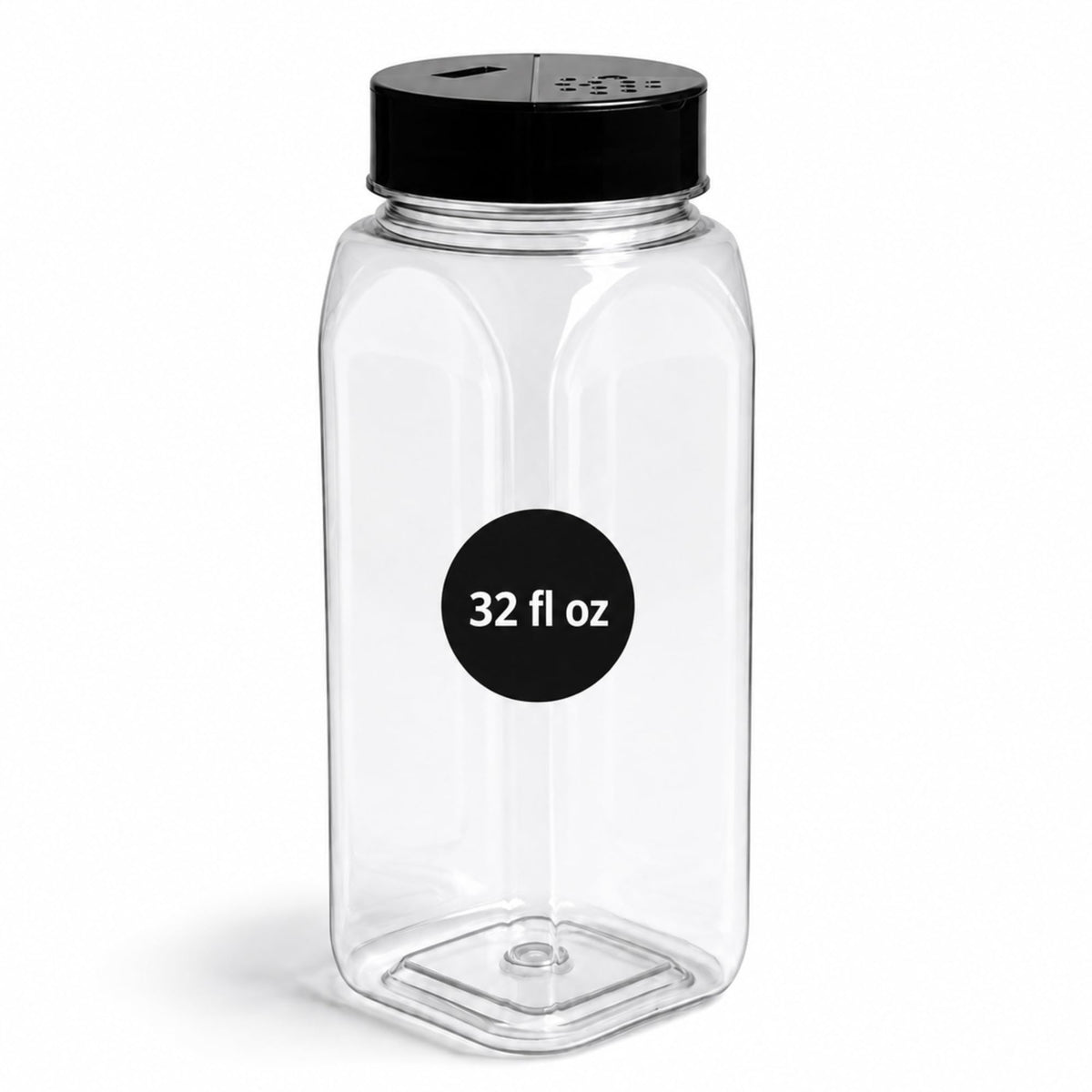 Pride Of India 32 Fl Oz Clear Spice Jar with Dual Opening Lid | Food Grade PET Plastic Oblong Jar | Reusable Organizer for Spices, Herbs, Coffee, Nuts, Snacks & Pet Treats | | 3-4 Cup Capacity