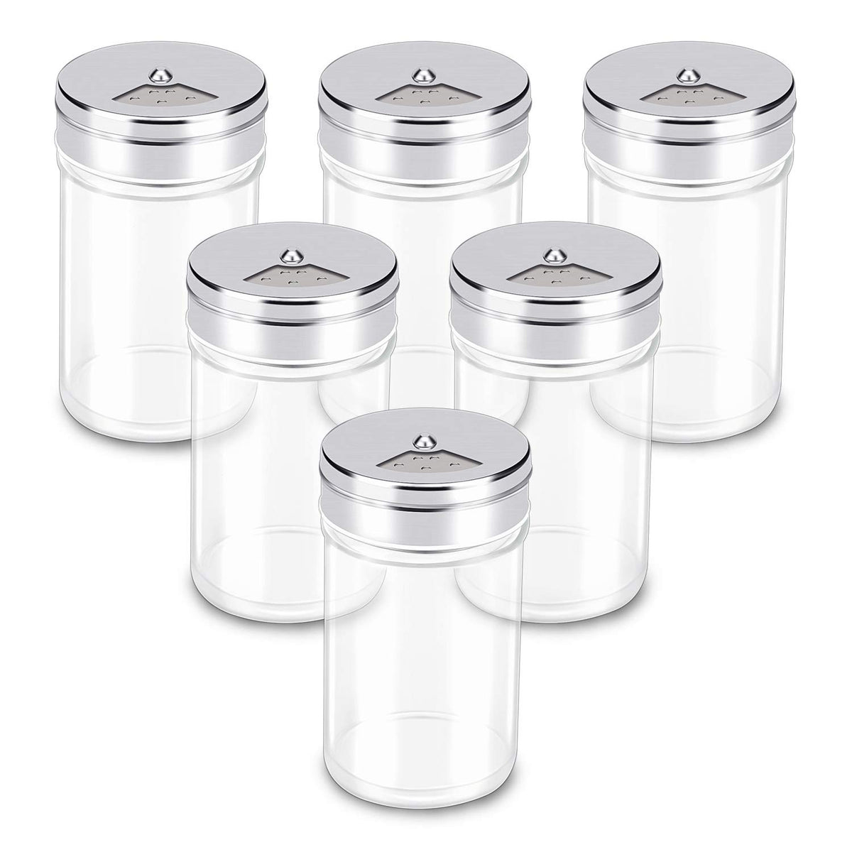 Segarty Spice Jar with Shaker Lids, 3 Pack 6 oz Spice Jars with Adjustable Pour Large Holes for Herbs Grains, Empty Glass Spices Bottles Seasoning Containers Clear Salt Pepper Shakers
