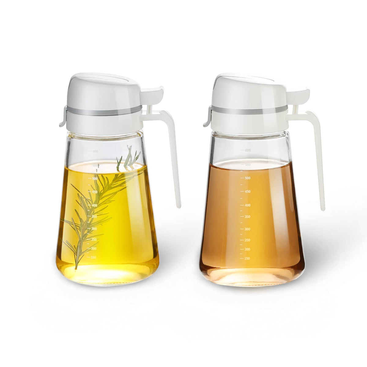 Oil Dispenser Bottle, 22oz Glass Oil Bottle with Scale, Kitchen