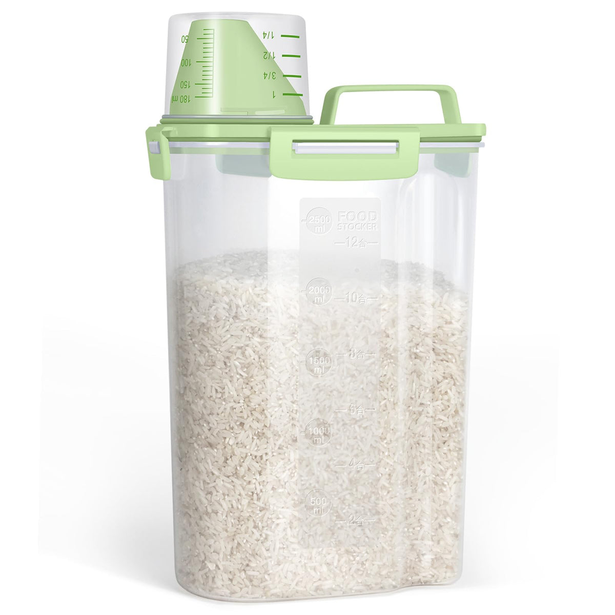 TBMax Airtight Rice Container 10 Lbs, Cereal Dispenser, Pet Cat Dog Food Storage Container, Plastic Kitchen Pantry Food Storage Holder with Cup -Dark Grey