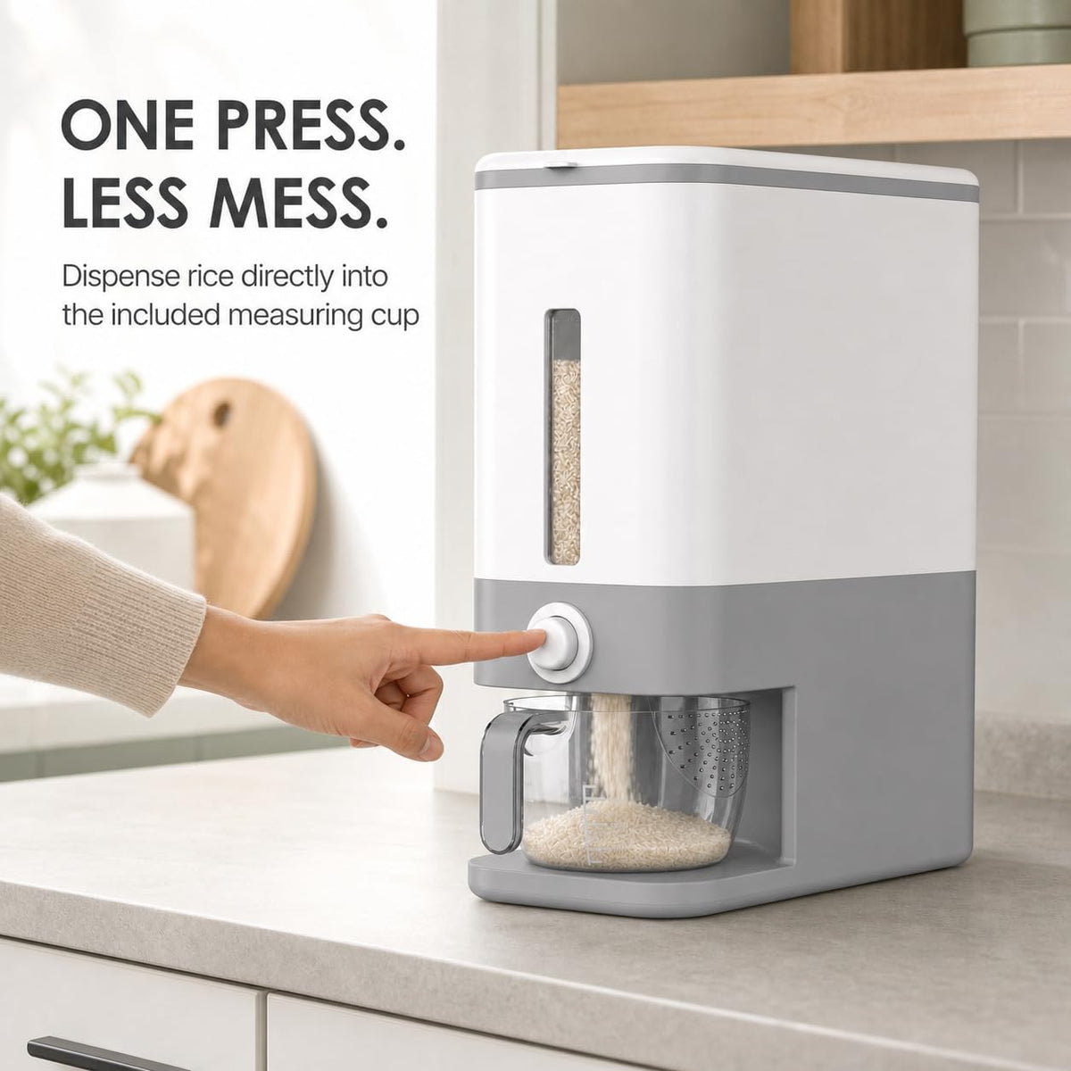 Proarea Thicker Rice Dispenser Rice Container 25 Lbs with Measuring Cup