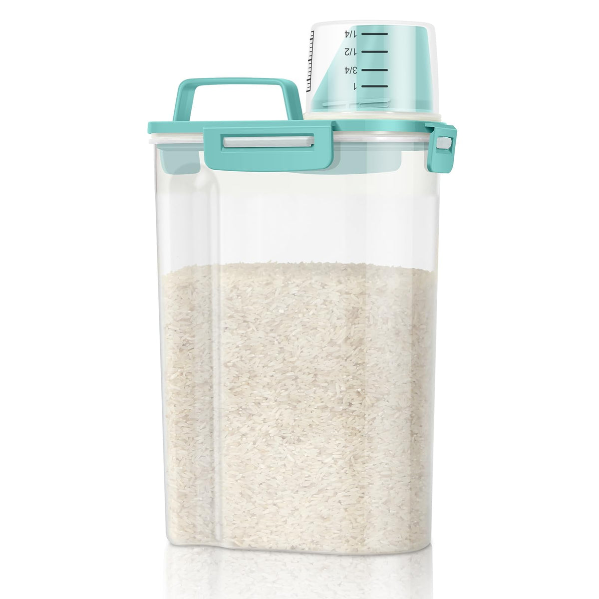 TBMax Rice Storage Container 3 to 5 Lbs - Small Pet Dog Cat Food Container Dispenser with Easy Pouring Spout & Cup, Portable Cereal Container for Small Spaces, Travel, or Daily Use -Beige