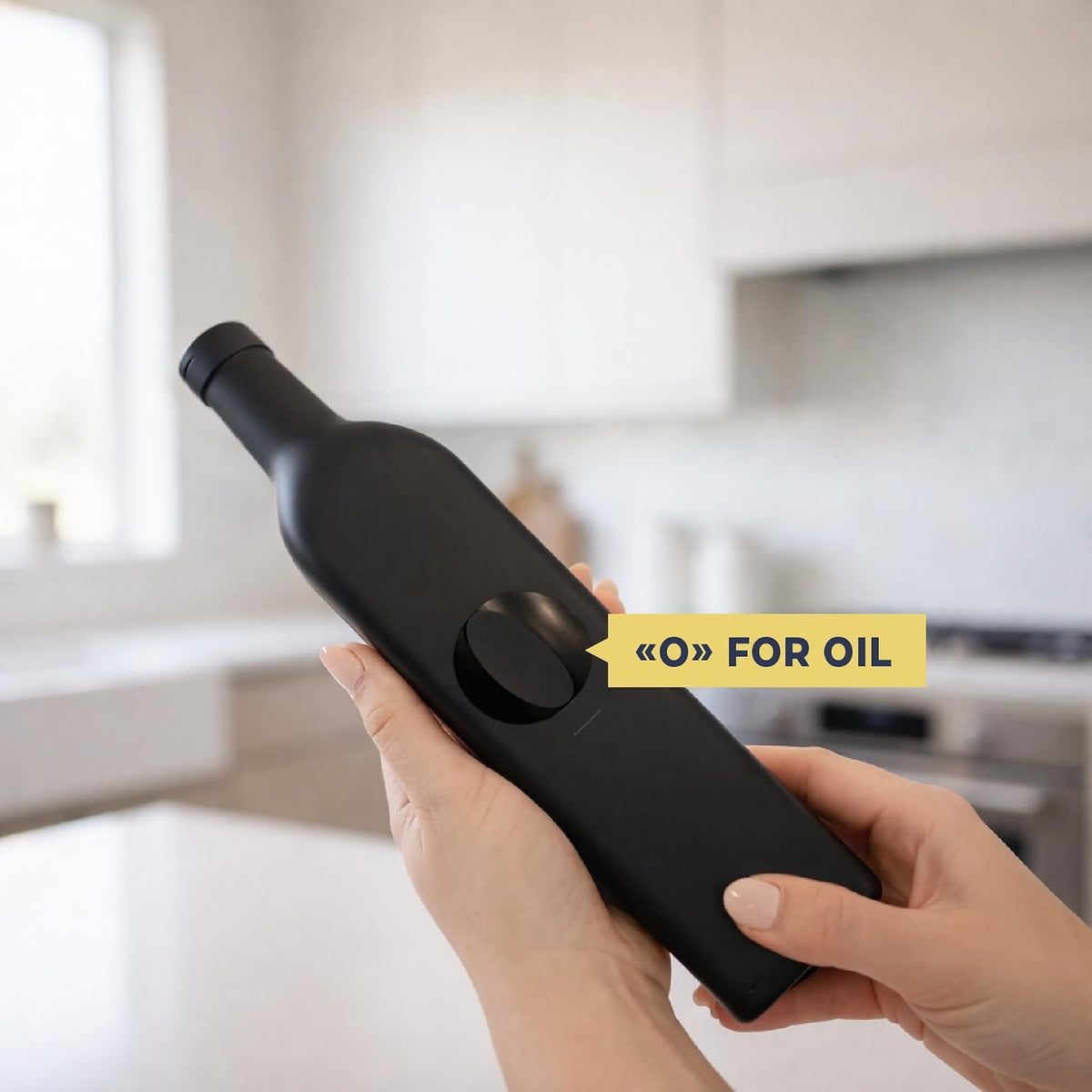 Mlle Label Black Glass Olive Oil & Vinegar Dispensers, Set of 2, 500 mL