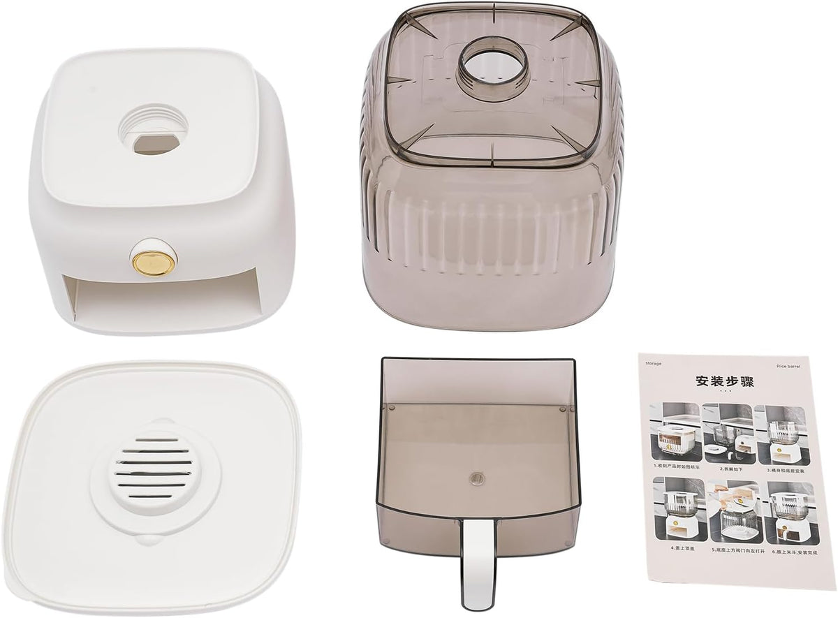 Rice Dispenser 5L, Rice Storage Container with Push Button, Clear PP