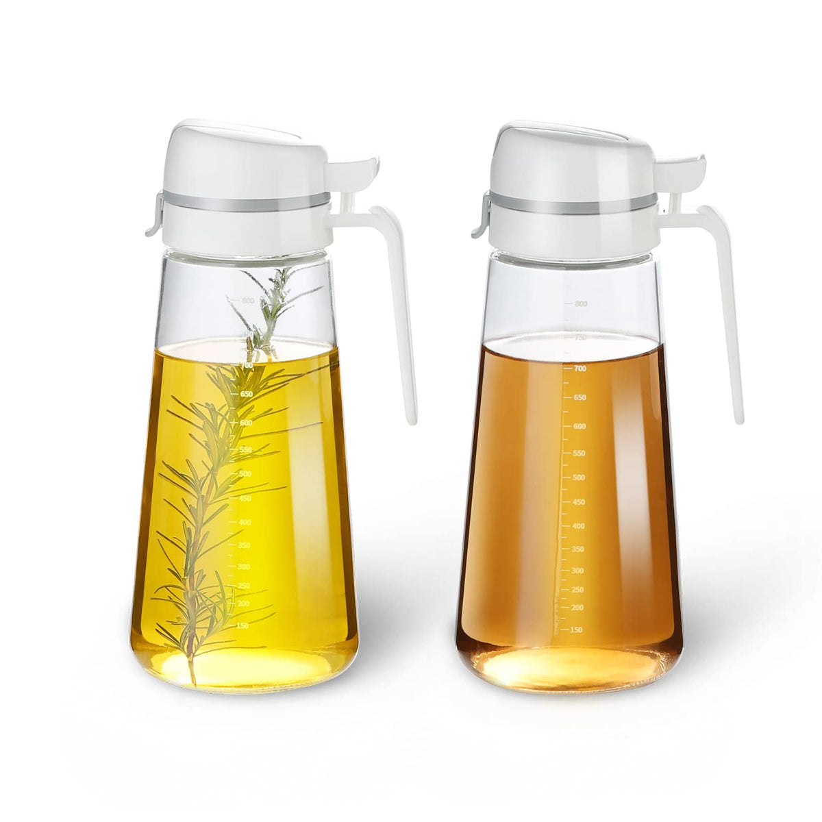 Oil Dispenser Bottle, 22oz Glass Oil Bottle with Scale, Kitchen