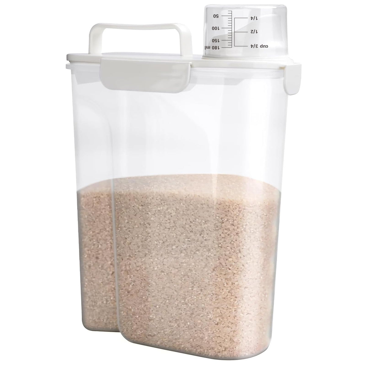 Viretec Rice Storage Container, 15 to 20lb Dry Food Airtight Dispenser, Pet Dog Cat Food Canister, BPA Free Clear Plastic Kitchen and Pantry Organization Bin for Oatmeal, Cereal, Pasta, Flour Grey