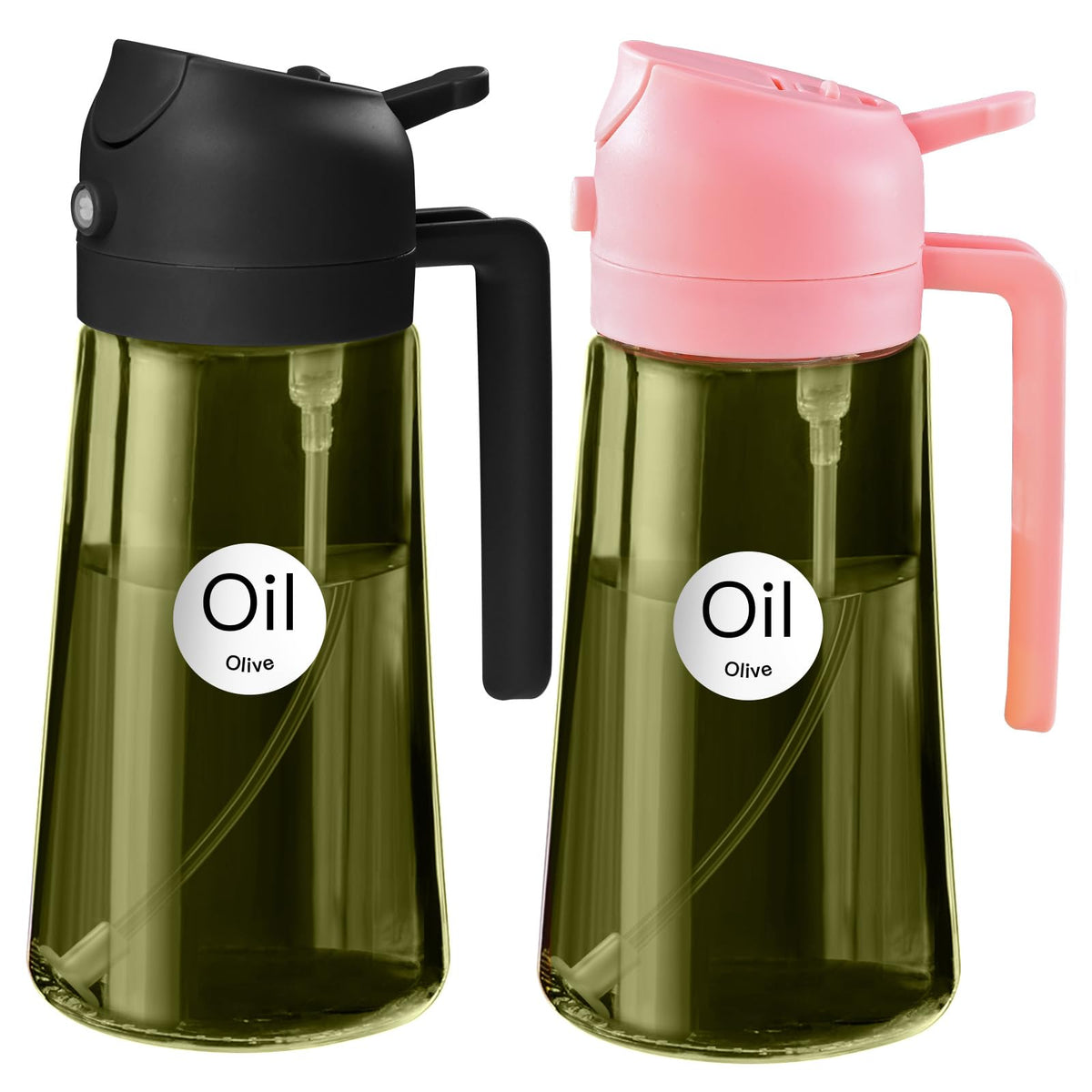 YARRAMATE 16 oz Dark Glass Olive Oil Sprayer & Dispenser, 2-in-1, Black