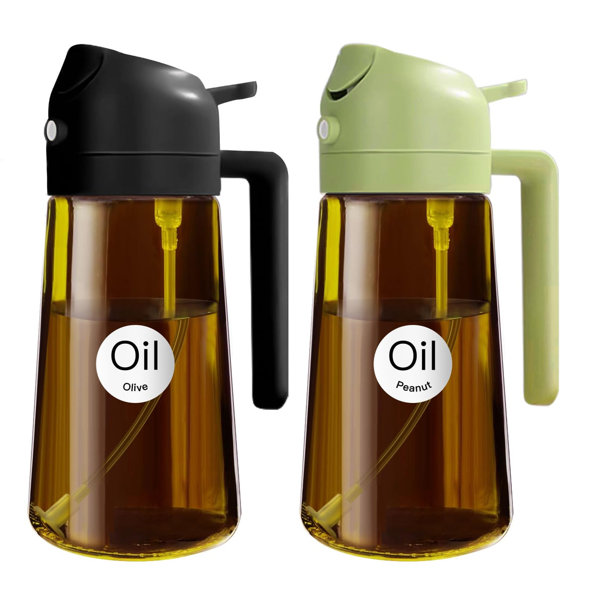 YARRAMATE 2PCS 16oz/470ml Oil Sprayer for Cooking (Black & Green)