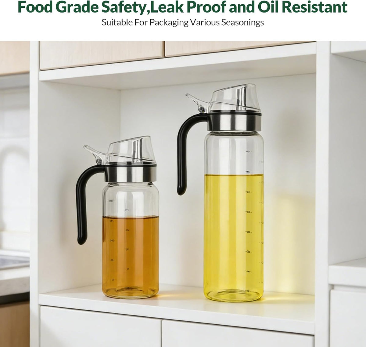 hotder Oil Bottles, Olive Oil Dispenser, Oil Dispenser Bottles, Oil Dispenser, Oil Dispenser Bottle for Kitchen, Glass Oil Bottle 500ml, Easy Refill & Cleaning Non-Drip Spout(500ml 2pcs)