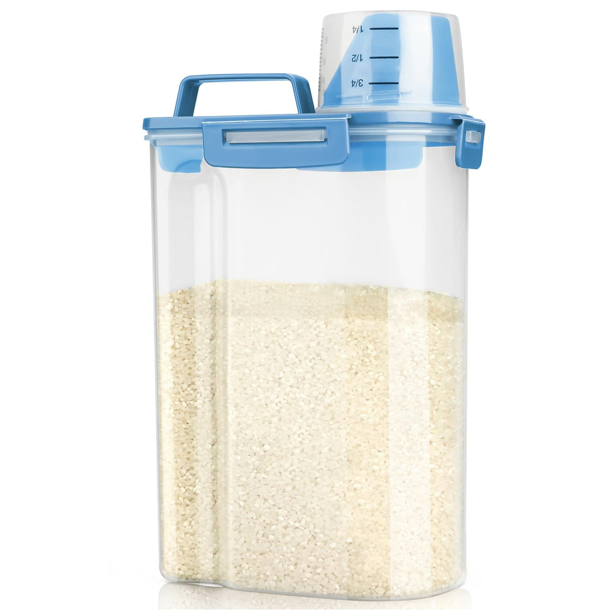Viretec Rice Storage Container, 3 to 5Lbs Dry Food Airtight Container, Pet Dog Cat Food Canister, BPA Free Clear Plastic Kitchen and Pantry Organization Bin for Oatmeal, Grain, Cereal, Pasta, Flour