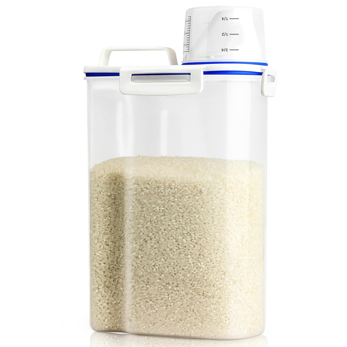 Viretec Rice Storage Container, 15 to 20lb Dry Food Airtight Dispenser, Pet Dog Cat Food Canister, BPA Free Clear Plastic Kitchen and Pantry Organization Bin for Oatmeal, Cereal, Pasta, Flour Grey
