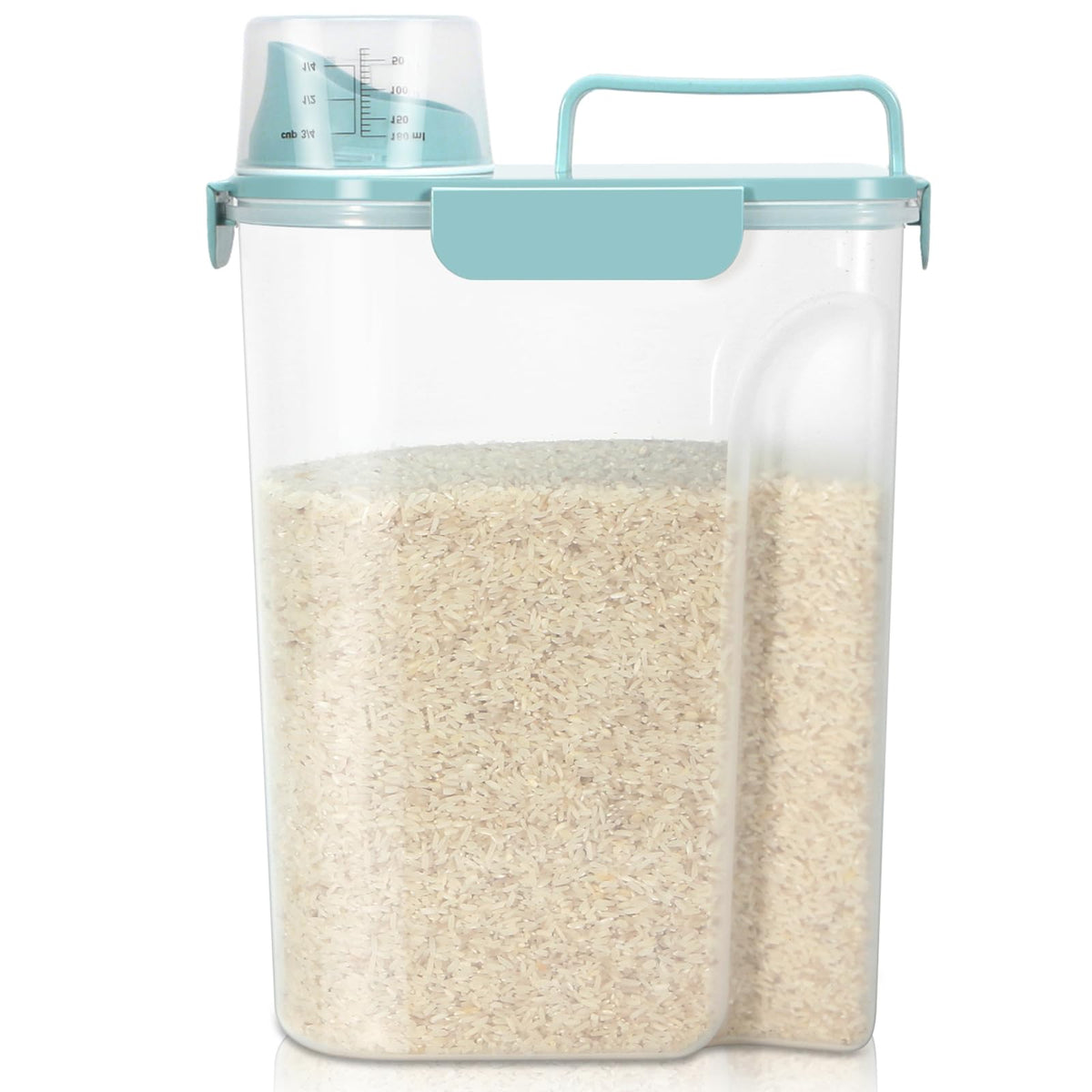 TBMax Rice Storage Container 3 to 5 Lbs - Small Pet Dog Cat Food Container Dispenser with Easy Pouring Spout & Cup, Portable Cereal Container for Small Spaces, Travel, or Daily Use -Beige