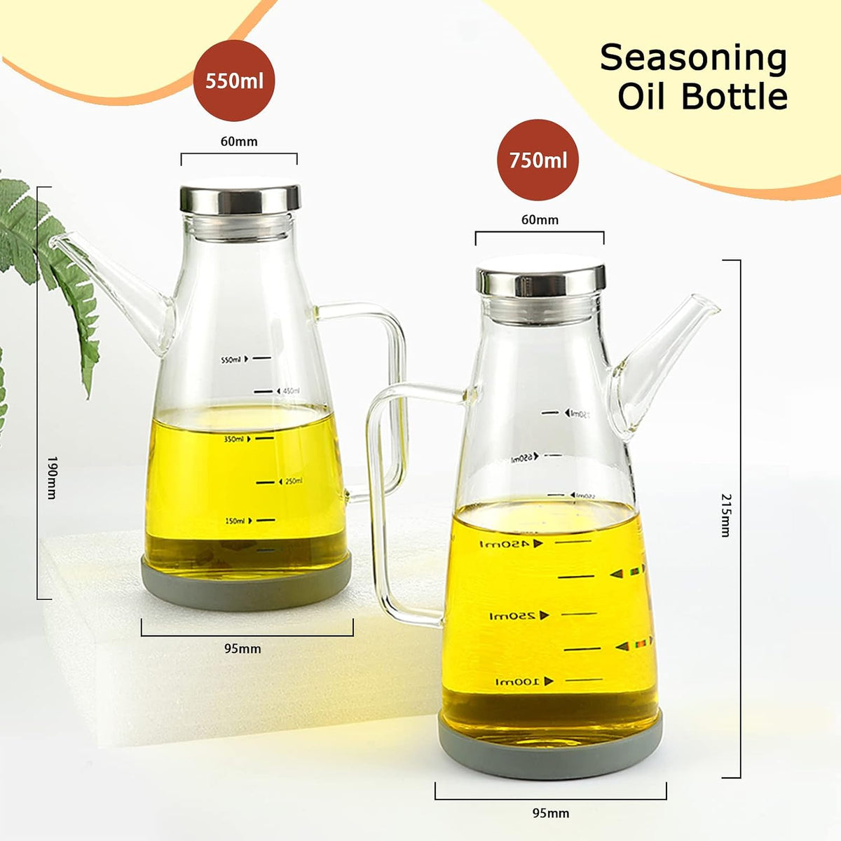 Oil Dispenser for Kitchen,25OZ Oil Bottles Cooking Oil Dispenser with Drip Free Spout and Non Slip Bottom Fits in Home,Kitchen,Barbecue,Party (750ml)