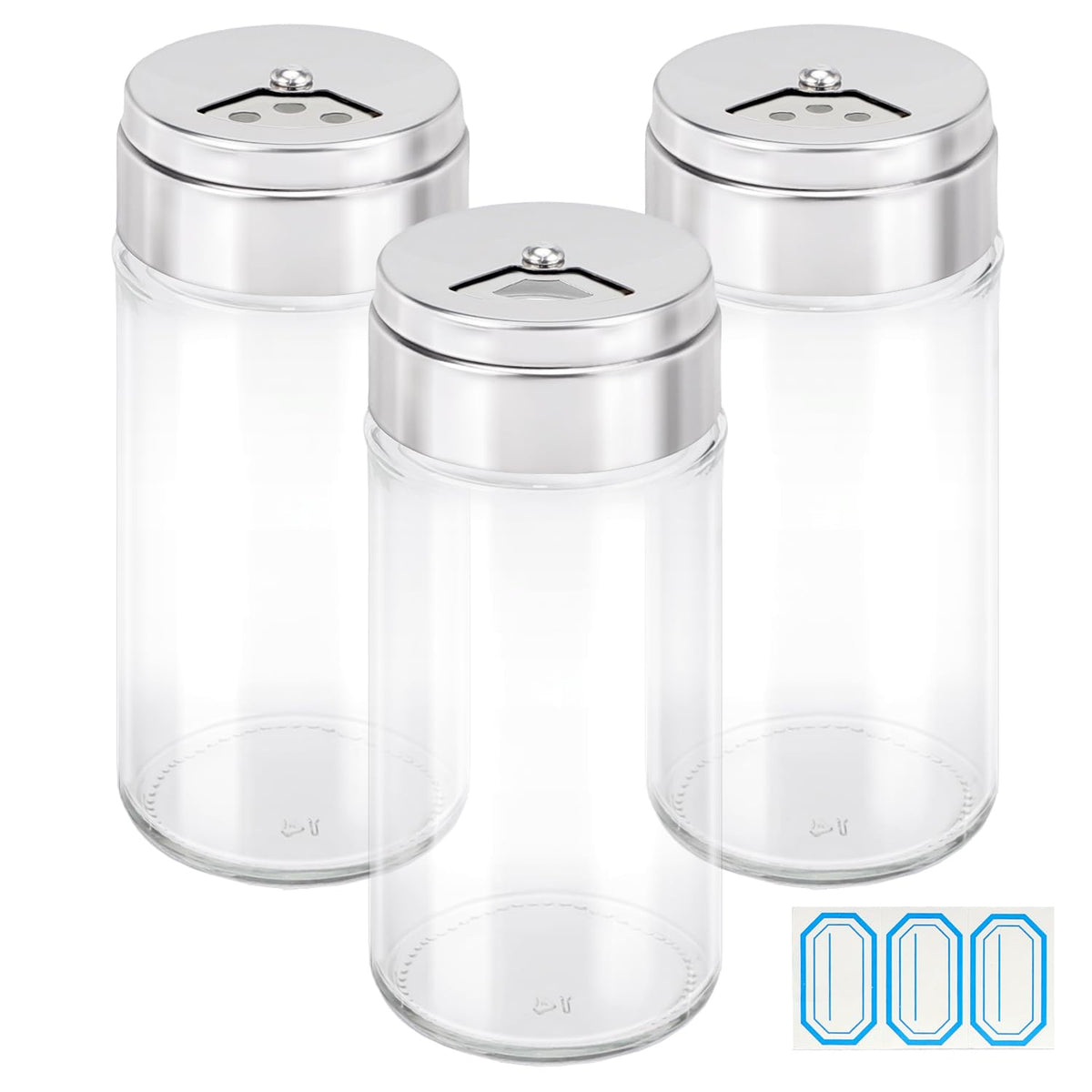 Segarty Spice Jar with Shaker Lids, 3 Pack 6 oz Spice Jars with Adjustable Pour Large Holes for Herbs Grains, Empty Glass Spices Bottles Seasoning Containers Clear Salt Pepper Shakers
