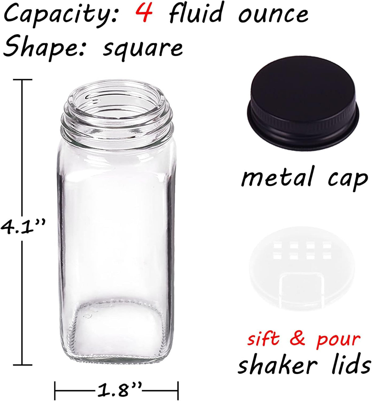 Churboro 48 Pack Glass Spice Jars with Labels, 4oz Spice Containers