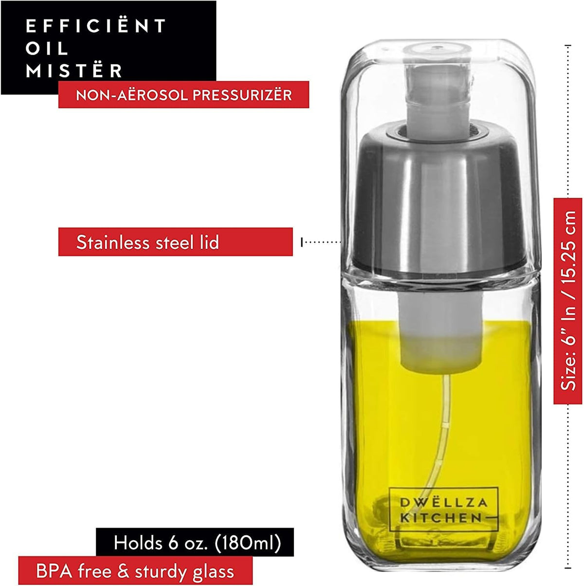 Olive Oil Dispenser Bottle For Kitchen 6 and 17 Oz
