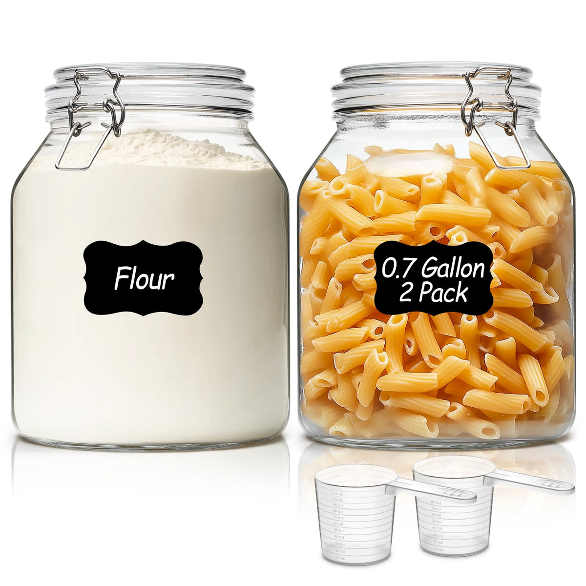 ComSaf Small Glass Spice Jars with Airtight Lids 4 oz 6 Pack with Labels