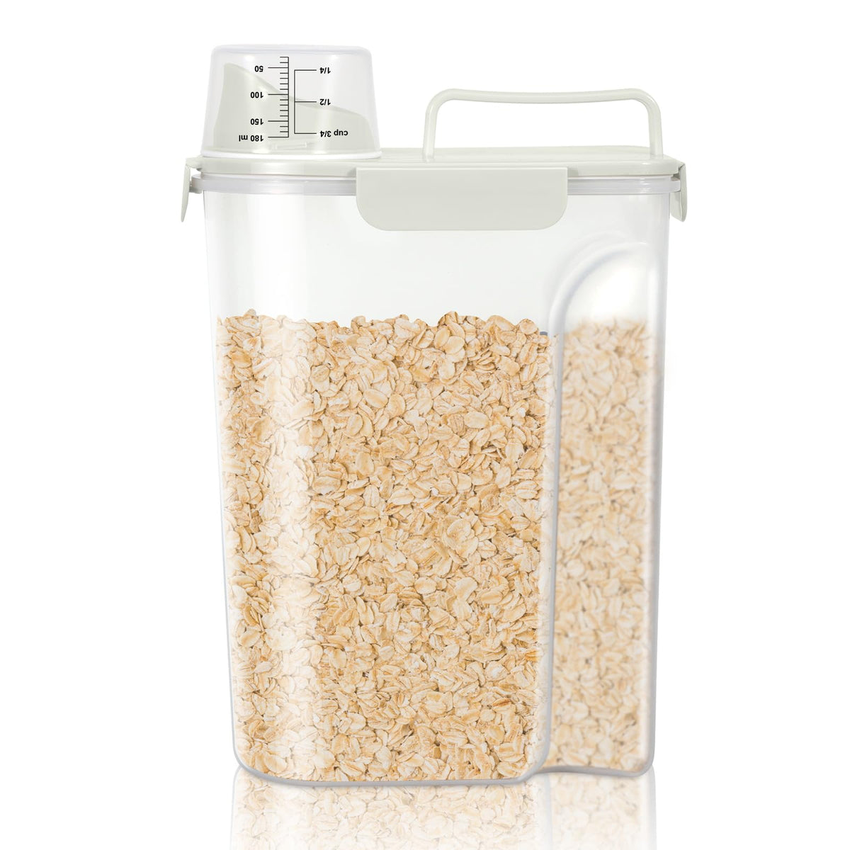 TBMax Rice Storage Container 3 to 5 Lbs - Small Pet Dog Cat Food Container Dispenser with Easy Pouring Spout & Cup, Portable Cereal Container for Small Spaces, Travel, or Daily Use -Beige