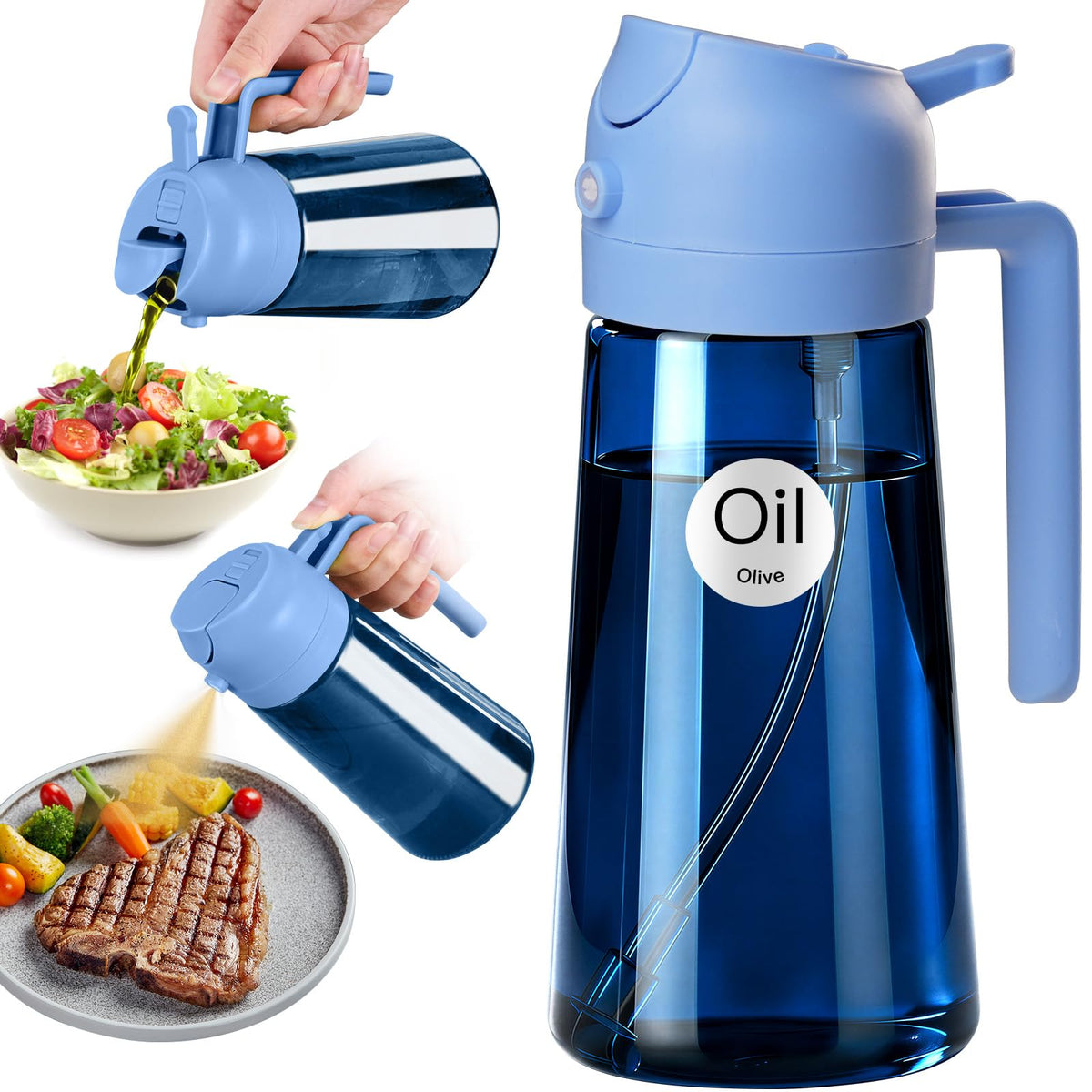 YARRAMATE 2PCS 16oz/470ml Oil Sprayer for Cooking (Black & Green)