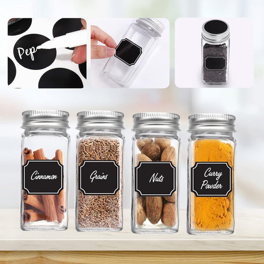 30 Pack Glass Spice Jars 4 oz with Labels,Empty Square Spice bottles