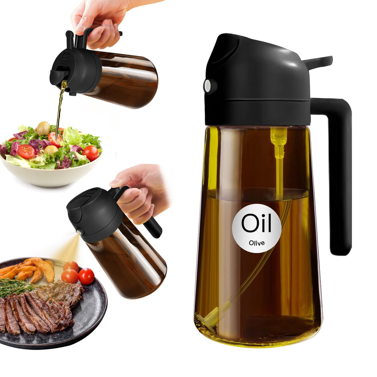 YARRAMATE 2PCS 16oz/470ml Oil Sprayer for Cooking (Black & Green)