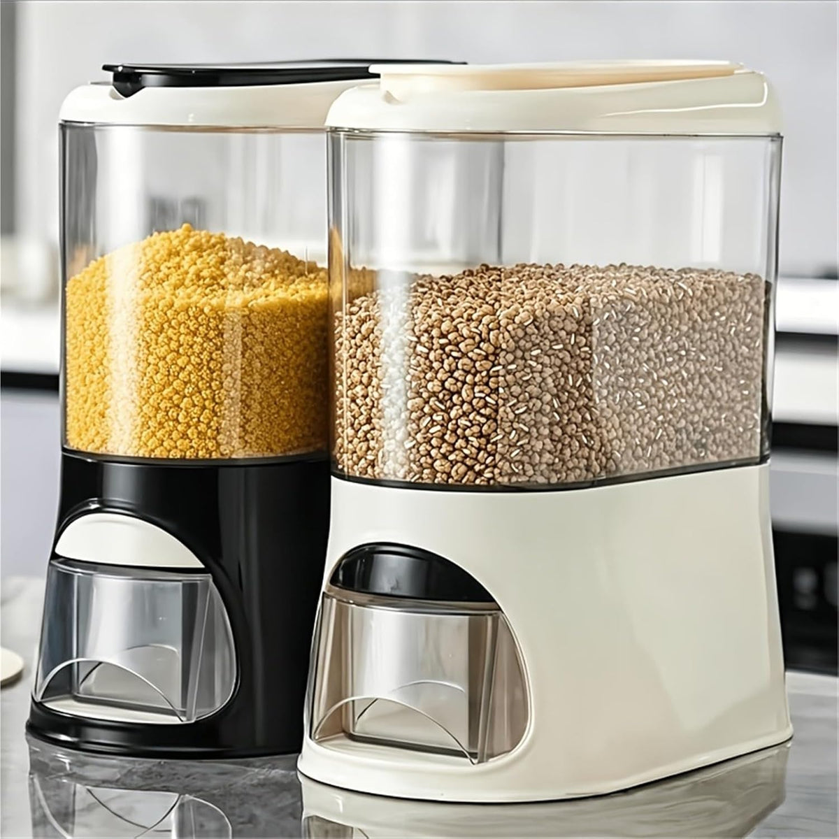 Automatic Rice Dispenser with Measuring Cup - Compact Storage Container