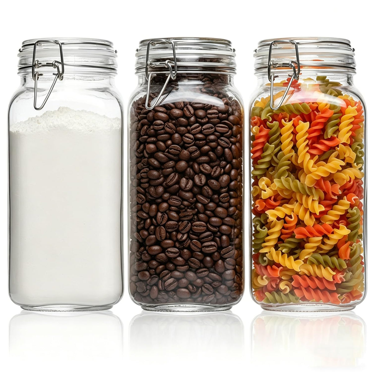 ComSaf Square Small Glass Spice Jars with Airtight Lids 4 oz 6 Pack Pantry