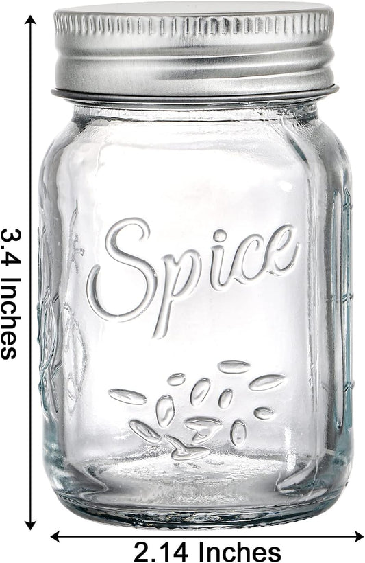 Coloch 30 Pack 4 Oz Glass Mason Spice Jar with Shaker Lids& Labels, Empty Spice Bottle Mini Mason Jars with Airtight Metal Caps and Collapsible Funnel for Herbs & Spices