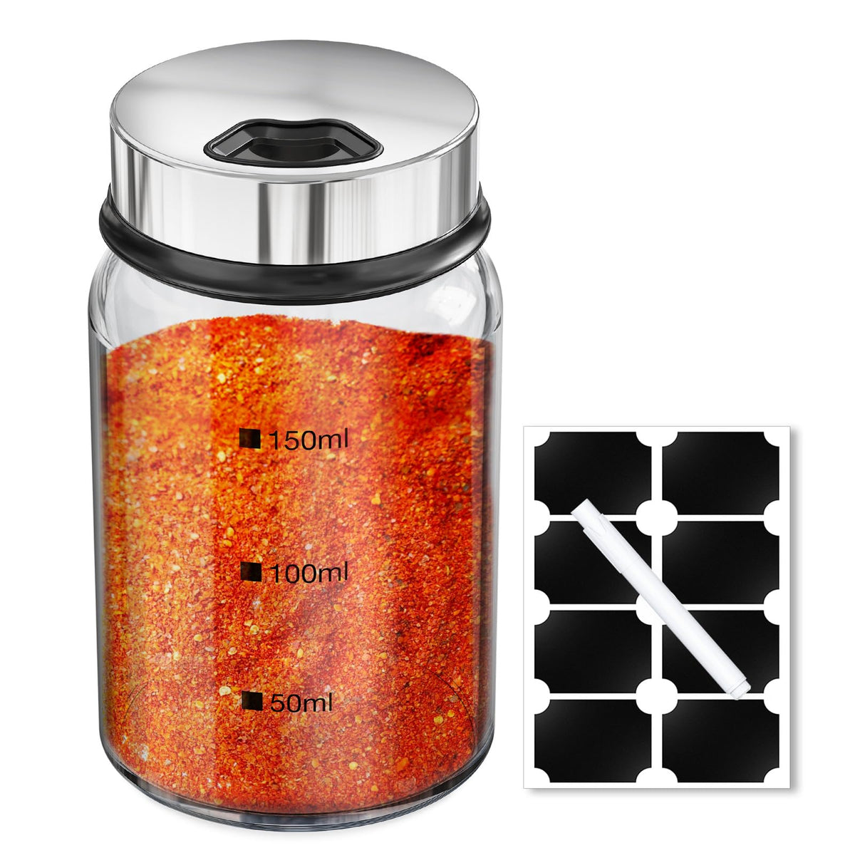 Segarty Spice Jar with Shaker Lids, 3 Pack 6 oz Spice Jars with Adjustable Pour Large Holes for Herbs Grains, Empty Glass Spices Bottles Seasoning Containers Clear Salt Pepper Shakers
