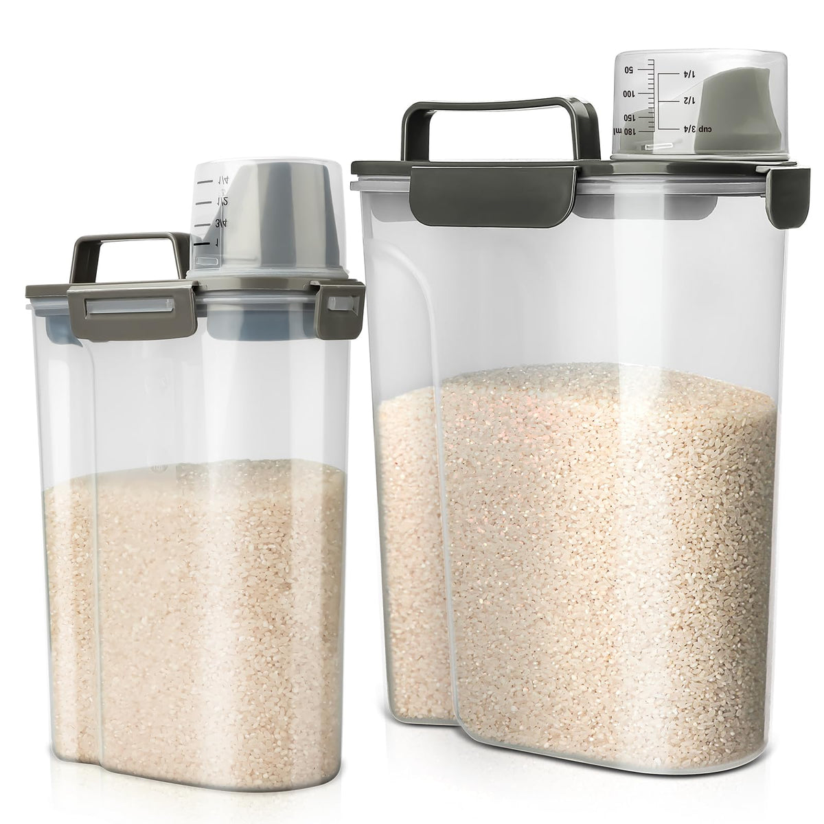 Viretec Rice Storage Container, 3 to 5Lbs Dry Food Airtight Container, Pet Dog Cat Food Canister, BPA Free Clear Plastic Kitchen and Pantry Organization Bin for Oatmeal, Grain, Cereal, Pasta, Flour
