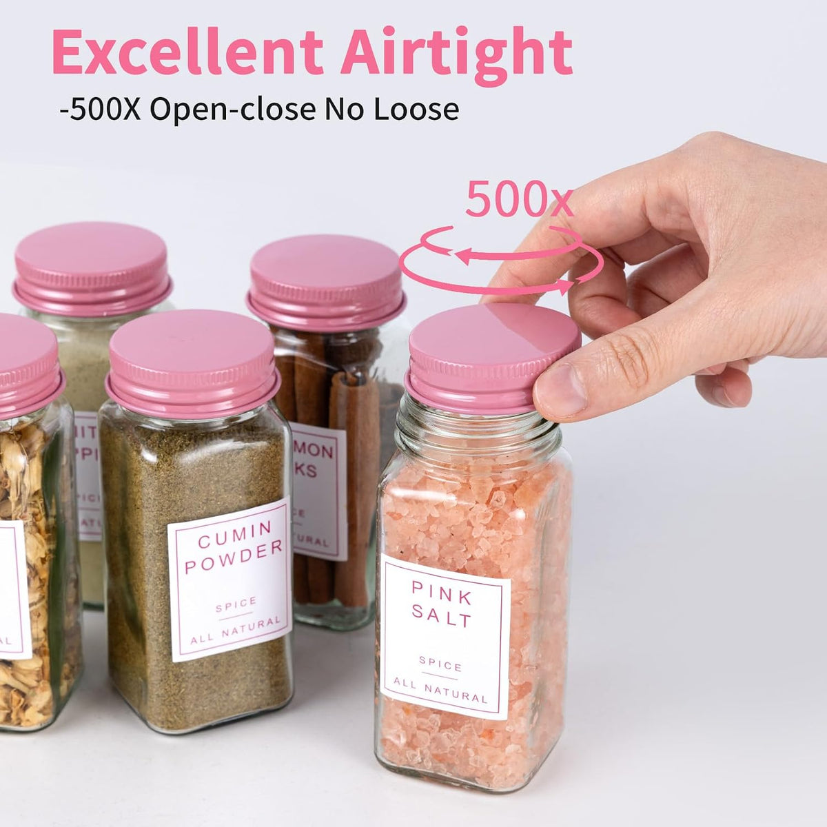 14pcs Glass Spice Jars with Labels, 4oz Seasoning Containers with Metal Lid