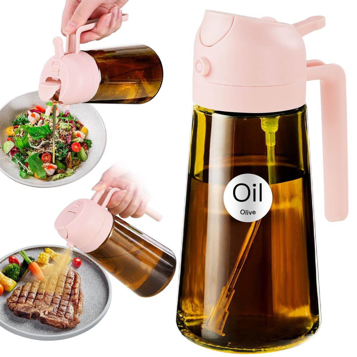 YARRAMATE 2PCS 16oz/470ml Oil Sprayer for Cooking (Black & Green)