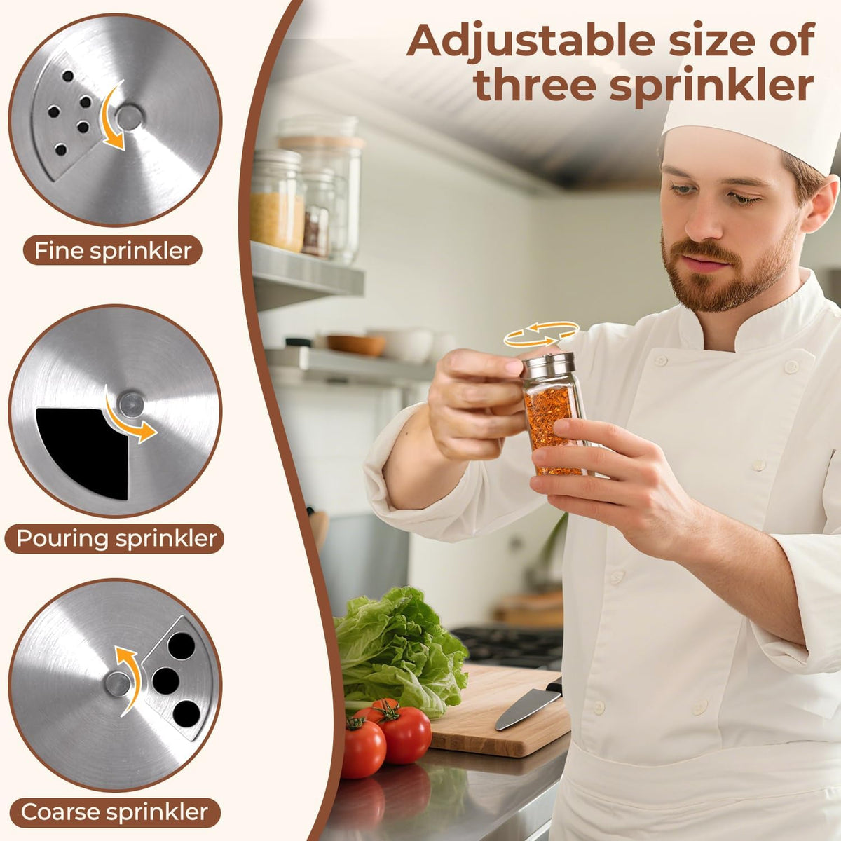 ComSaf Glass Spice Jars with Shaker Lids 8 oz 6 Pack Square
