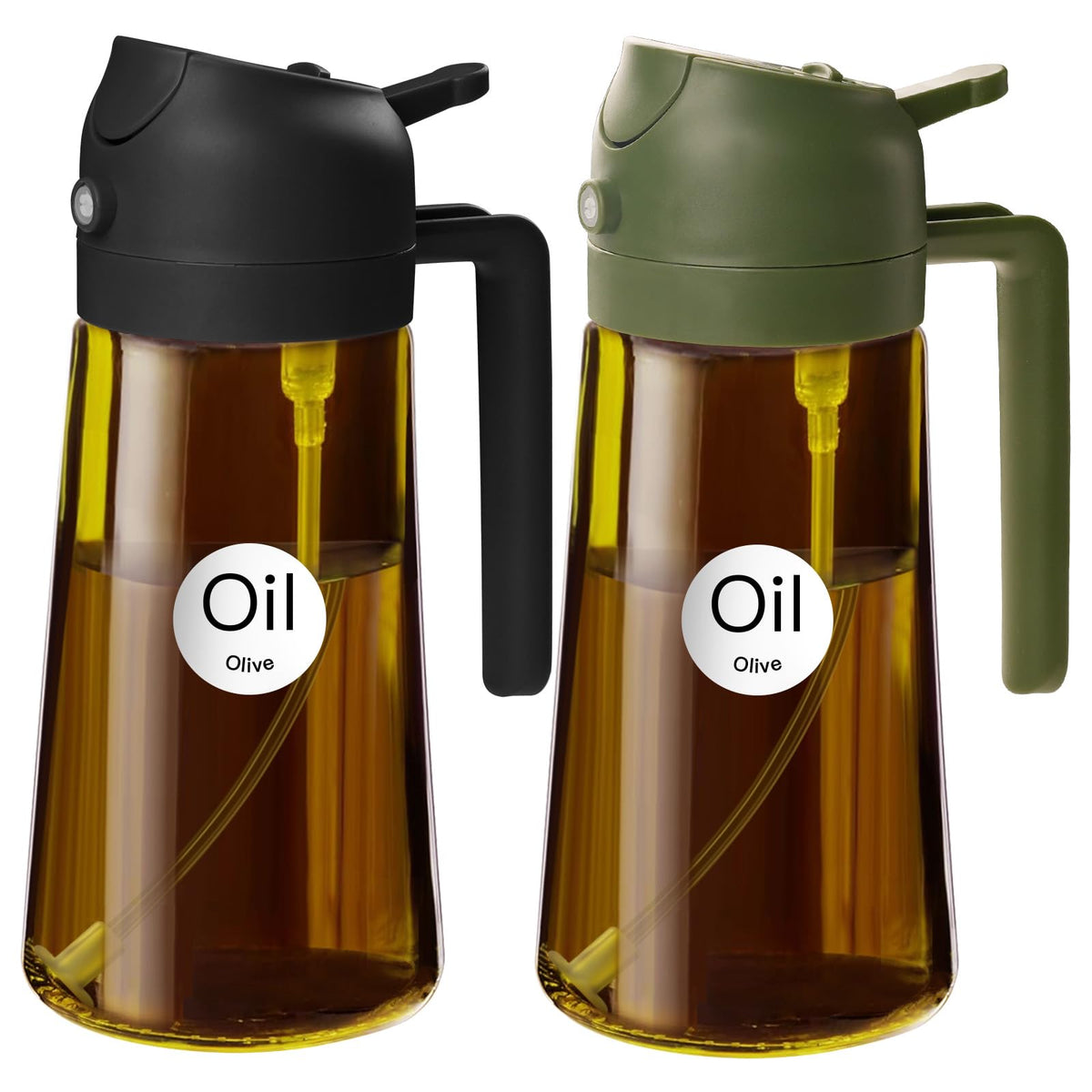 YARRAMATE 2PCS 16oz/470ml Oil Sprayer for Cooking (Black & Green)