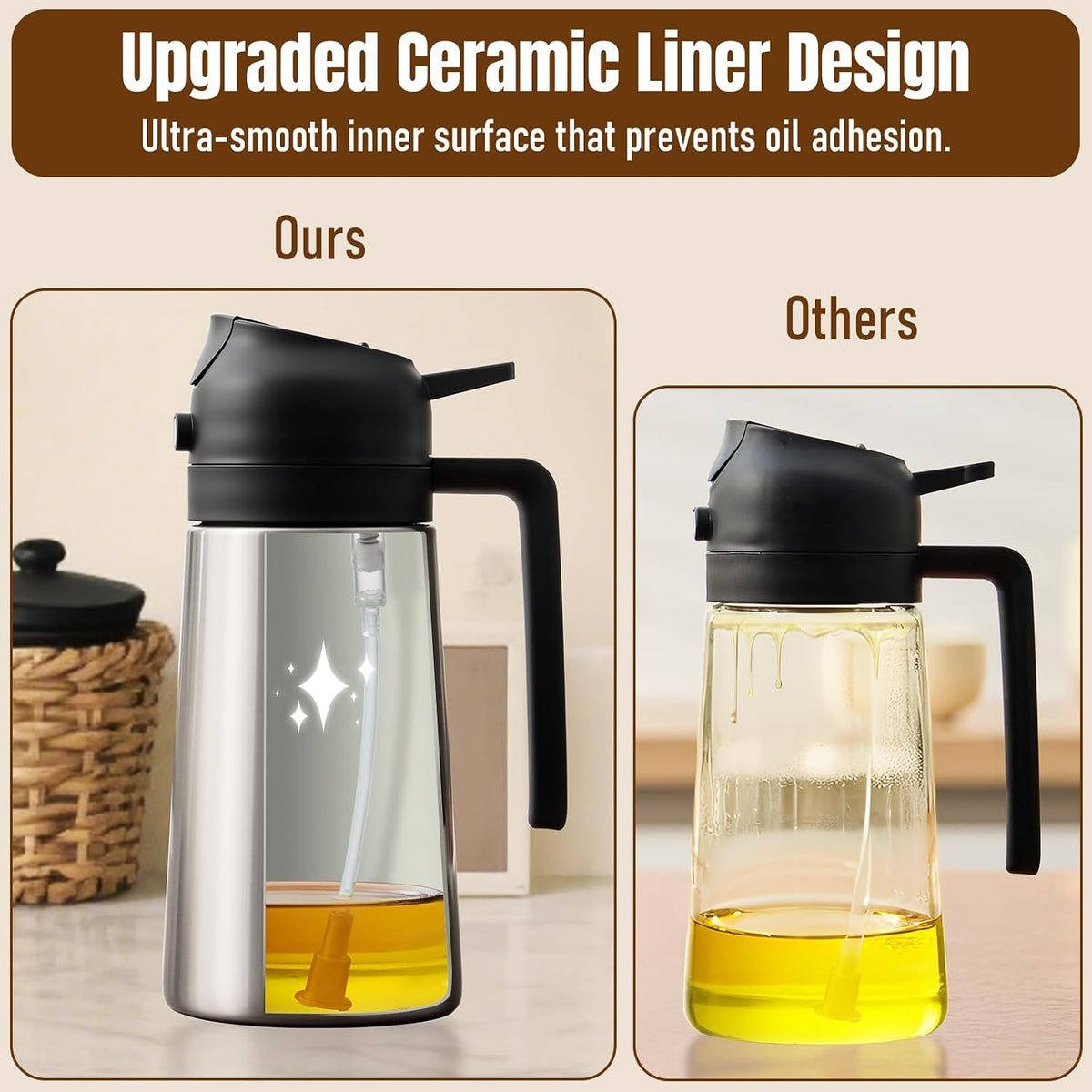 PARACITY Olive Oil Sprayer for Cooking, Olive Oil Dispenser Bottle, Black