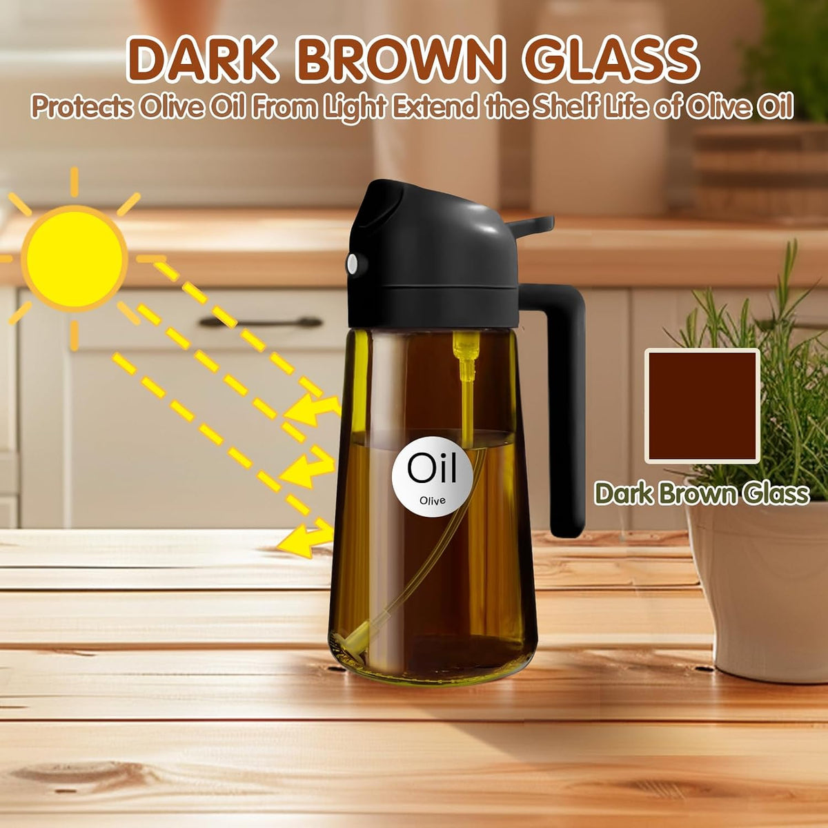 YARRAMATE 2PCS 16oz/470ml Oil Sprayer for Cooking (Black & Green)