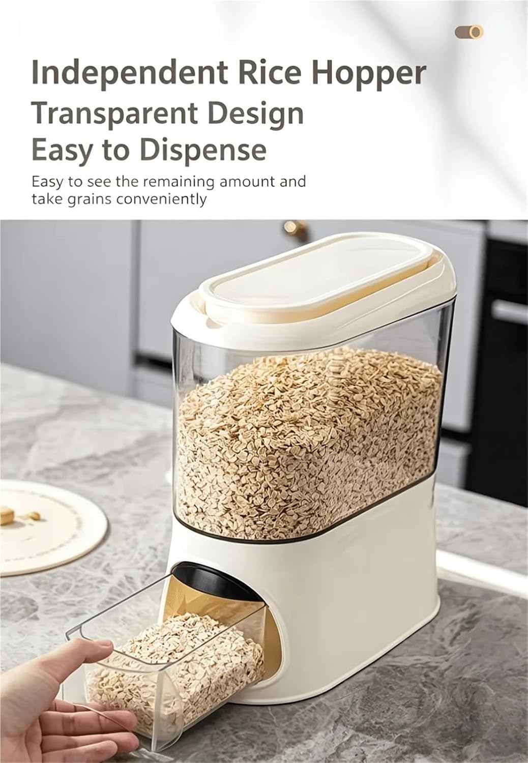Automatic Rice Dispenser with Measuring Cup - Compact Storage Container