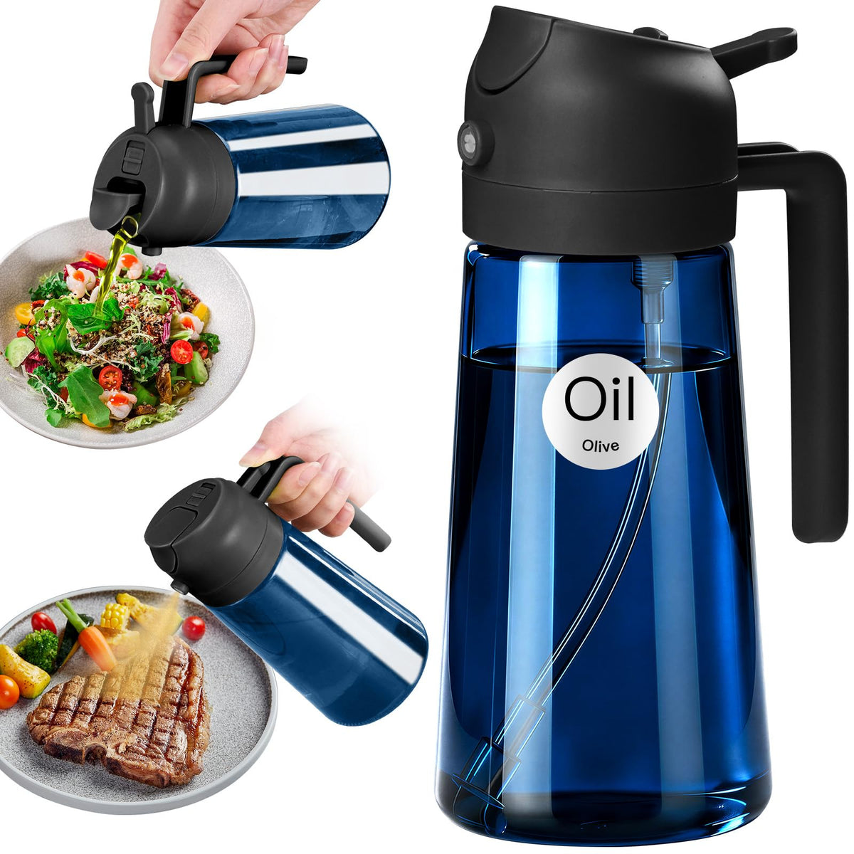 YARRAMATE 2PCS 16oz/470ml Oil Sprayer for Cooking (Black & Green)