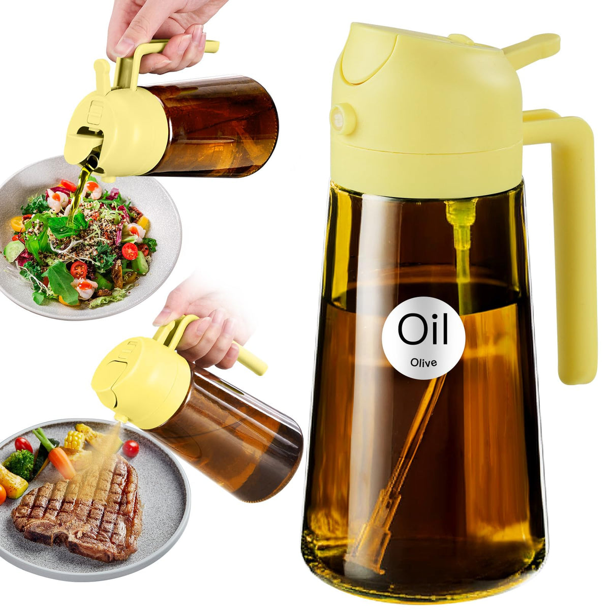 YARRAMATE 2PCS 16oz/470ml Oil Sprayer for Cooking (Black & Green)