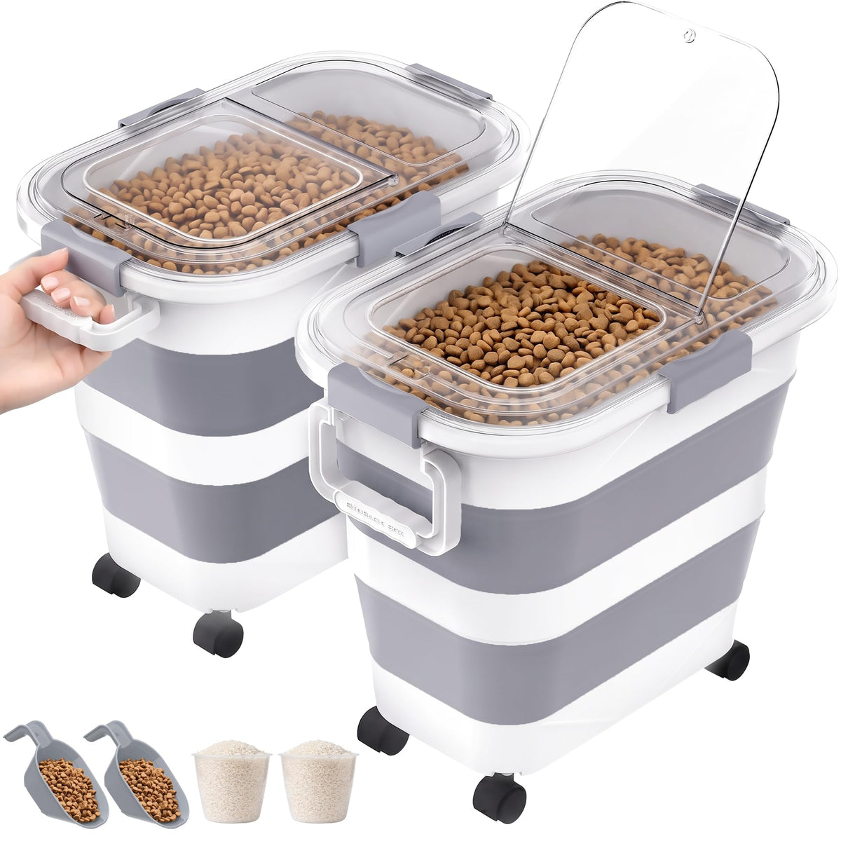 30 Lbs Rice Container, Collapsible Dog Food Storage Container